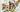 ice cream cones with a variety of colorful scoops of icecream sprinkled with berries on a white background