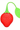 Close-up of red strawberry-shaped silicone tea infuser with green leaf handle.