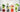 A row of glasses filled with colorful tea mocktails over ice with assorted fruit and herb garnishes.