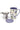 A ceramic mug that says drink tea, read books, be happy with a stainless steel infuser, and a purple lid in front