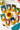 An overhead flat-lay of Full Moon Tea Company tea bags arranged around a yellow cup of tea on a white surface, with flowers, a spoon, and a teal cloth as styling props. Visible tea varieties include Strawberry Honeyduckle, Secret Garden Mini, Cowboy Chili, Pear & Ginger, Evening Peach, Goddess Gray, Full Moon Breakfast, and Hibiscus Lavender.