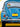 a drawing of the back of a blue vintage VW Bug car with a pride rainbow bumpersticker.