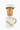 Gold loose leaf tea strainer in a ceramic mug with a white background
