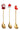 Three gold spoons with Christmas-themed ends on a white background