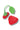 Two strawberry-shaped silicone items, one with a green stem and leaf and one without, shown on a clean white background.