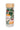 A clear glass water bottle with a light bamboo lid, decorated with a colorful botanical pattern of pink and orange flowers and green leaves.